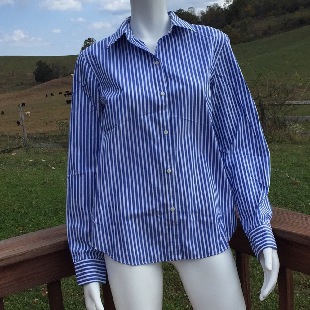 Chaps button down stripe long sleeve blouse